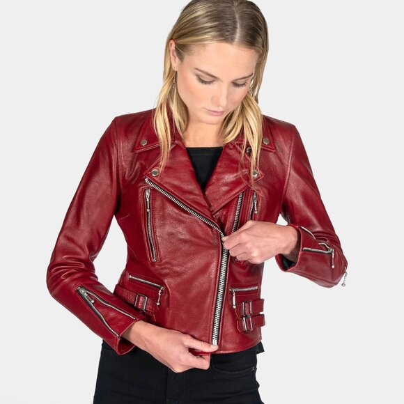 NWT Straight to Hell Defector Leather Jacket in Burgundy - S - Picture 6 of 14